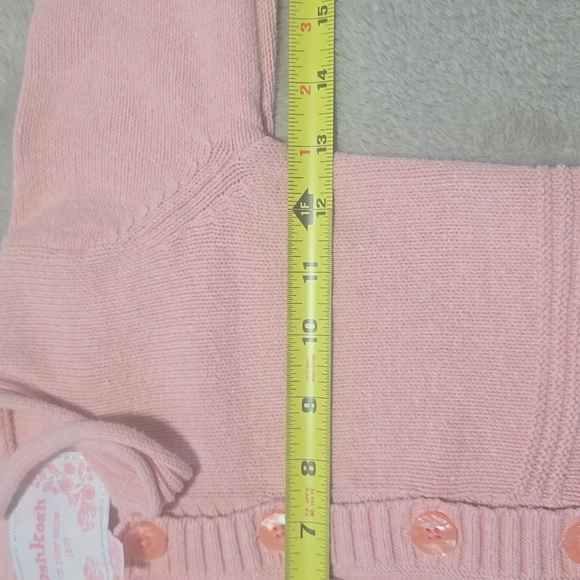 OshKosh B'gosh Peach Colored Knit Cardigan Sweater Girls Size 5 - Picture 7 of 7